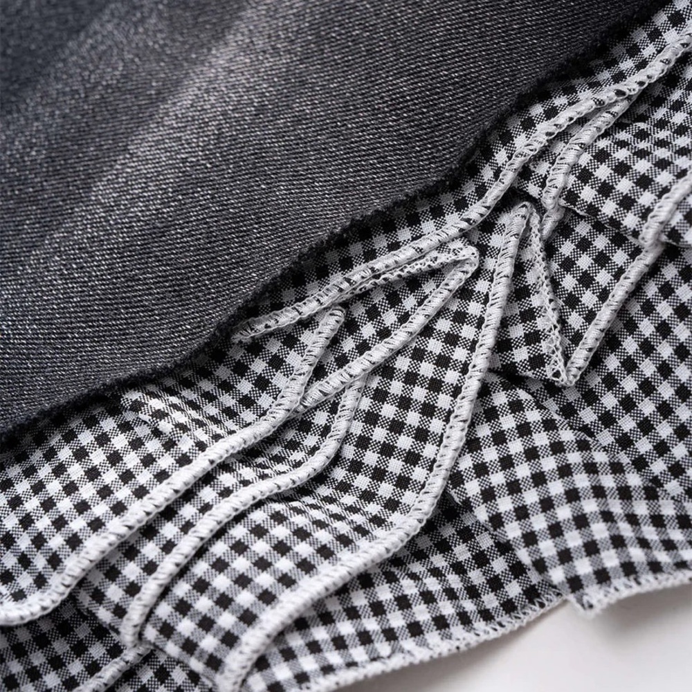 Micas Denim Patchwork Irregular Hem Jorts - image 5